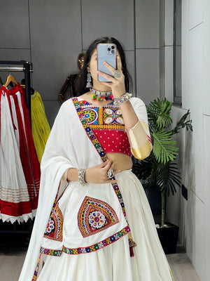 Navratri White Sitara Lehenga Set