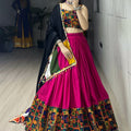 Navratri Rani Pink Gamthi Mirror Work Lehenga Set