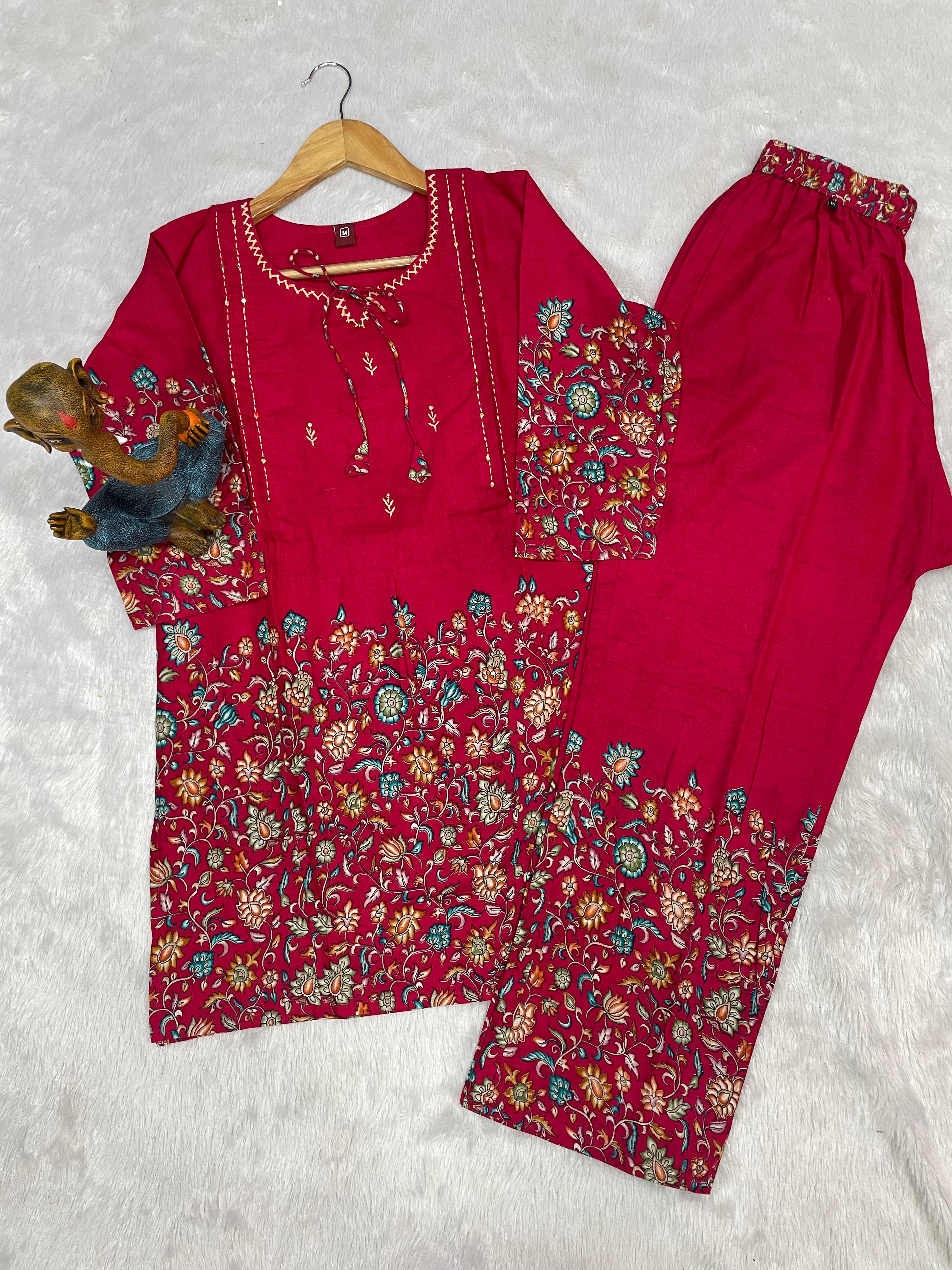 Hanch Pure Cotton Printed Co-Ords Set – Pink