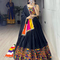 Navratri Black Gamthi Mirror Work Lehenga Set