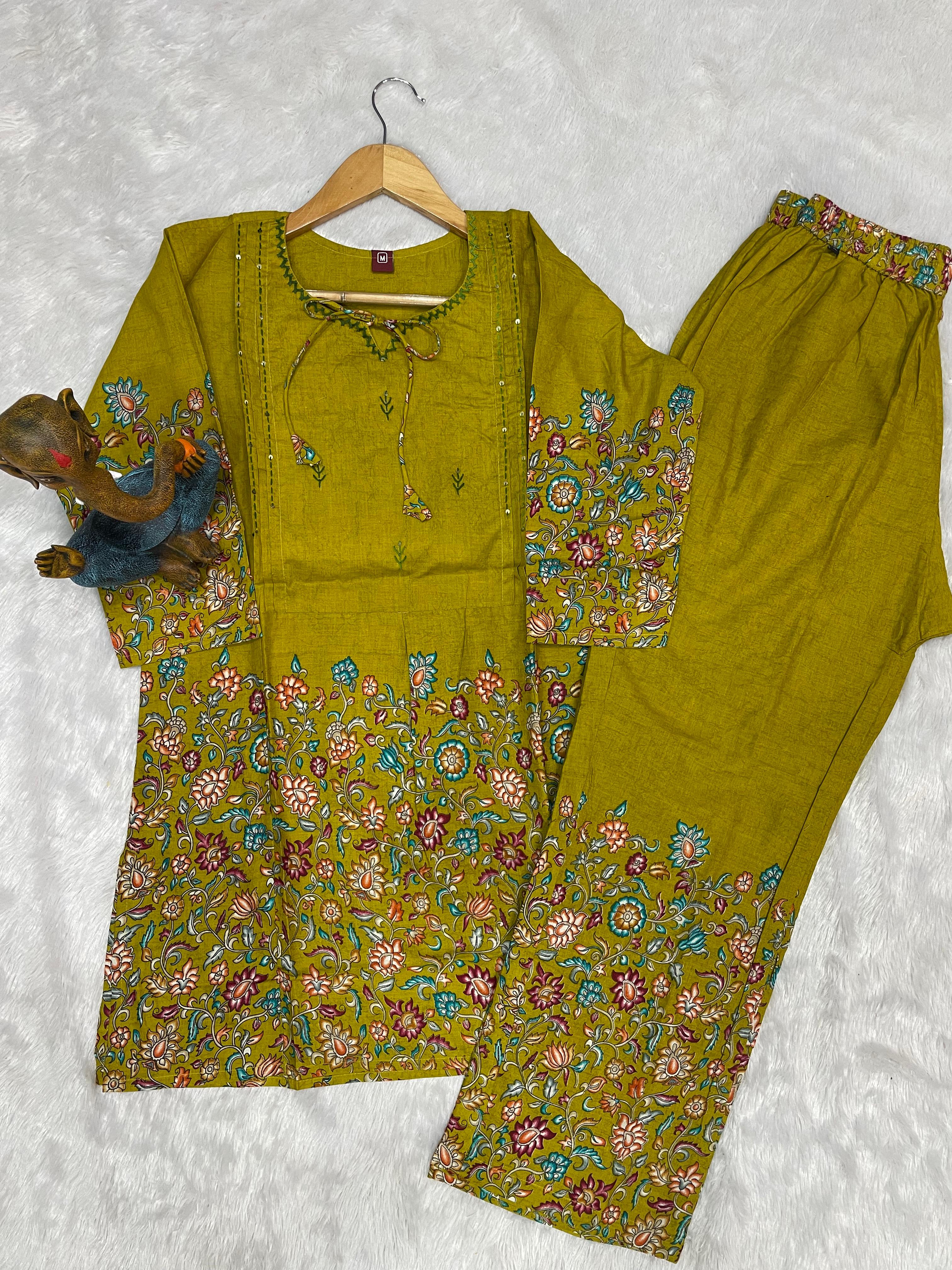 Hanch Pure Cotton Printed Co-Ords Set – Lemon Yellow