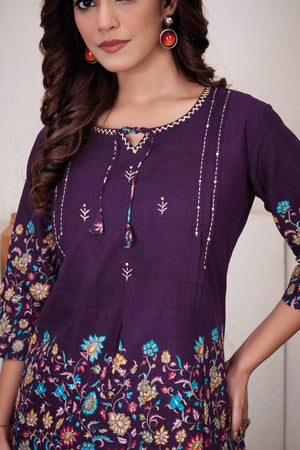 Hanch Pure Cotton Printed Co-Ords Set – Wine