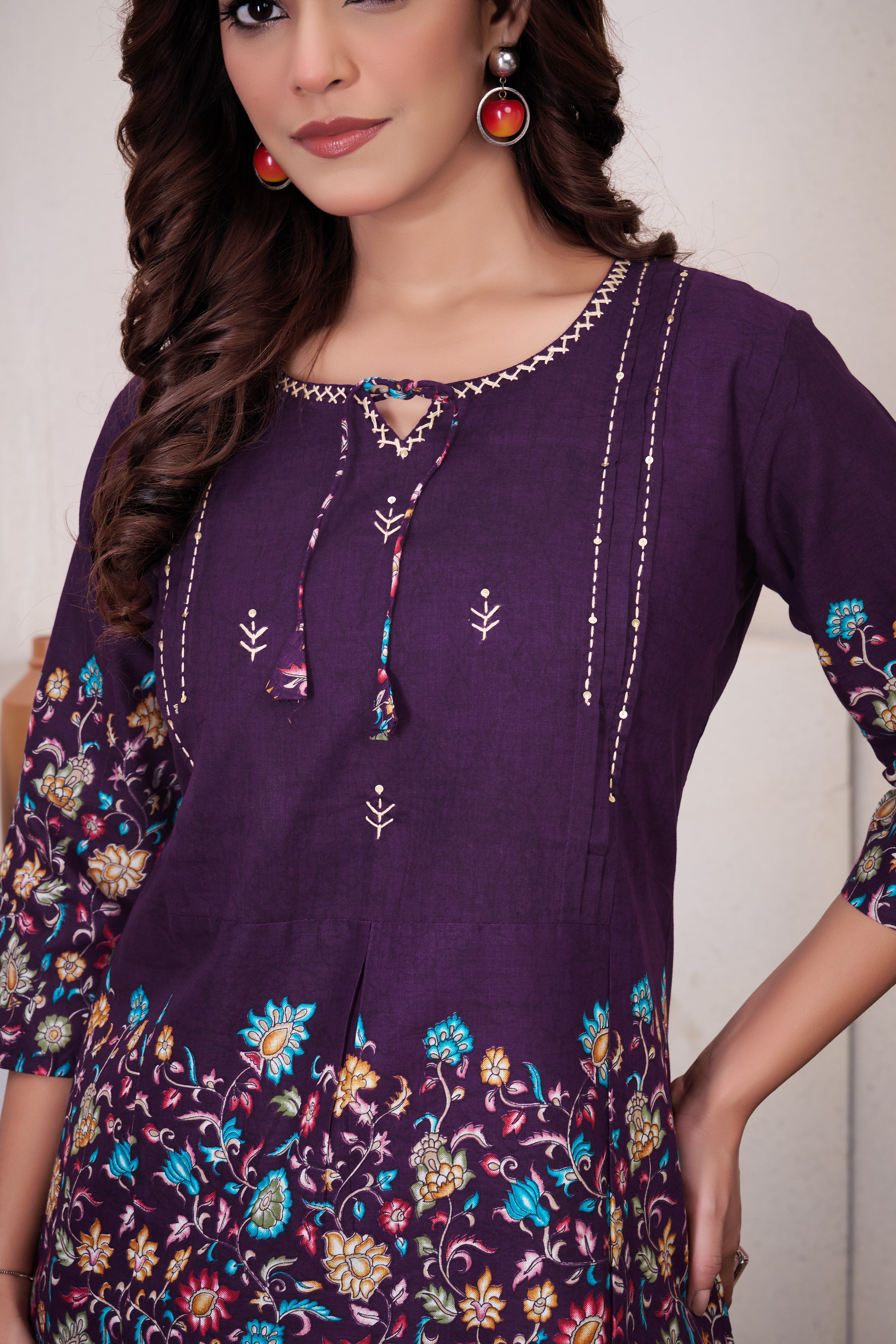 Hanch Pure Cotton Printed Co-Ords Set – Wine