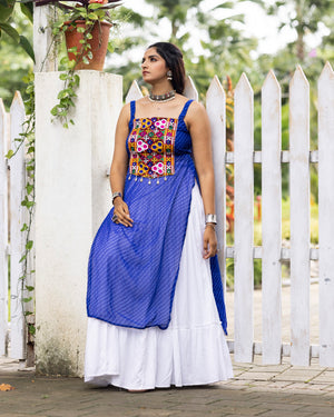 Navratri Royal Blue Kurti Lehenga Set