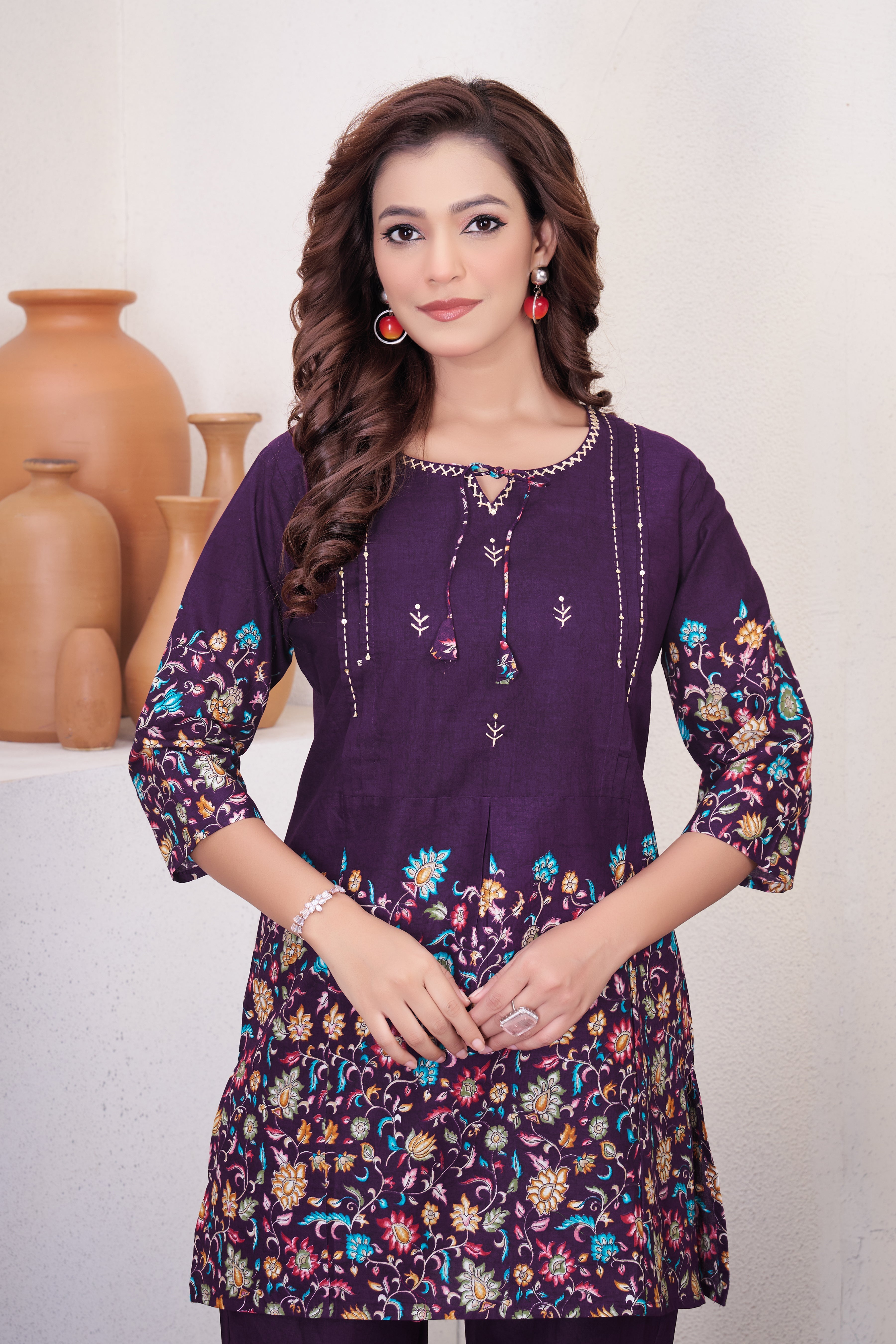 Hanch Pure Cotton Printed Co-Ords Set – Wine