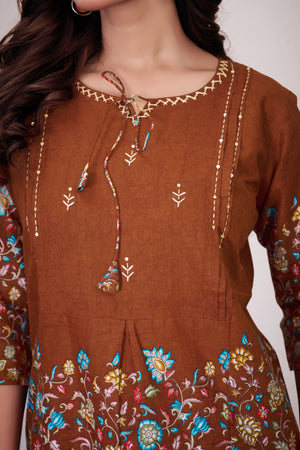 Hanch Pure Cotton Printed Co-Ords Set – Rust