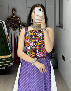 Navratri Purple Kurti Lehenga Set