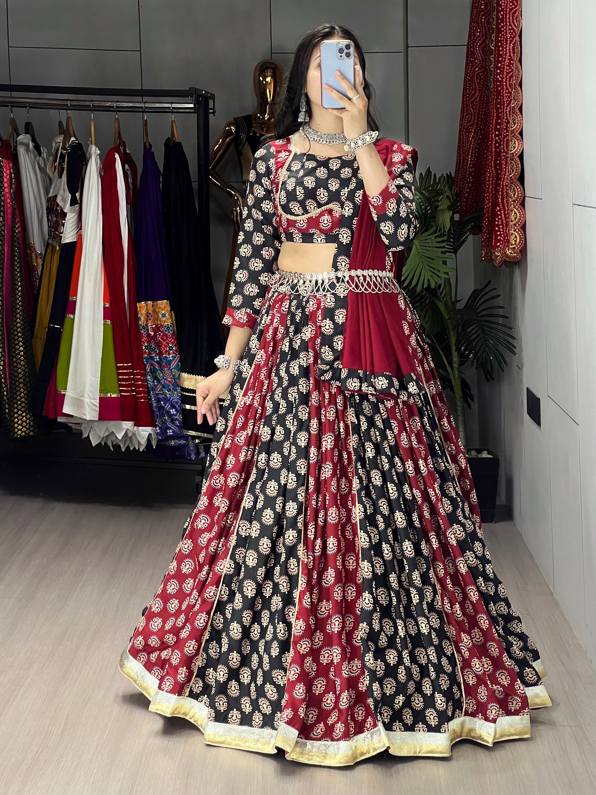 Navratri Black Satira Lehenga Set