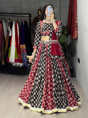 Navratri Black Satira Lehenga Set