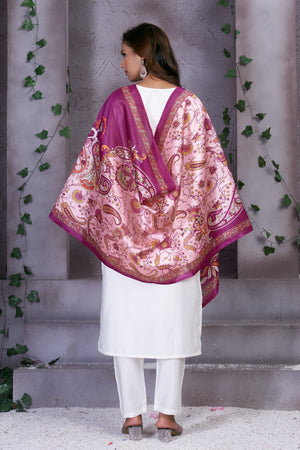 Hanch Premium Marina Silk Embroidered Straight Kurti Set – White