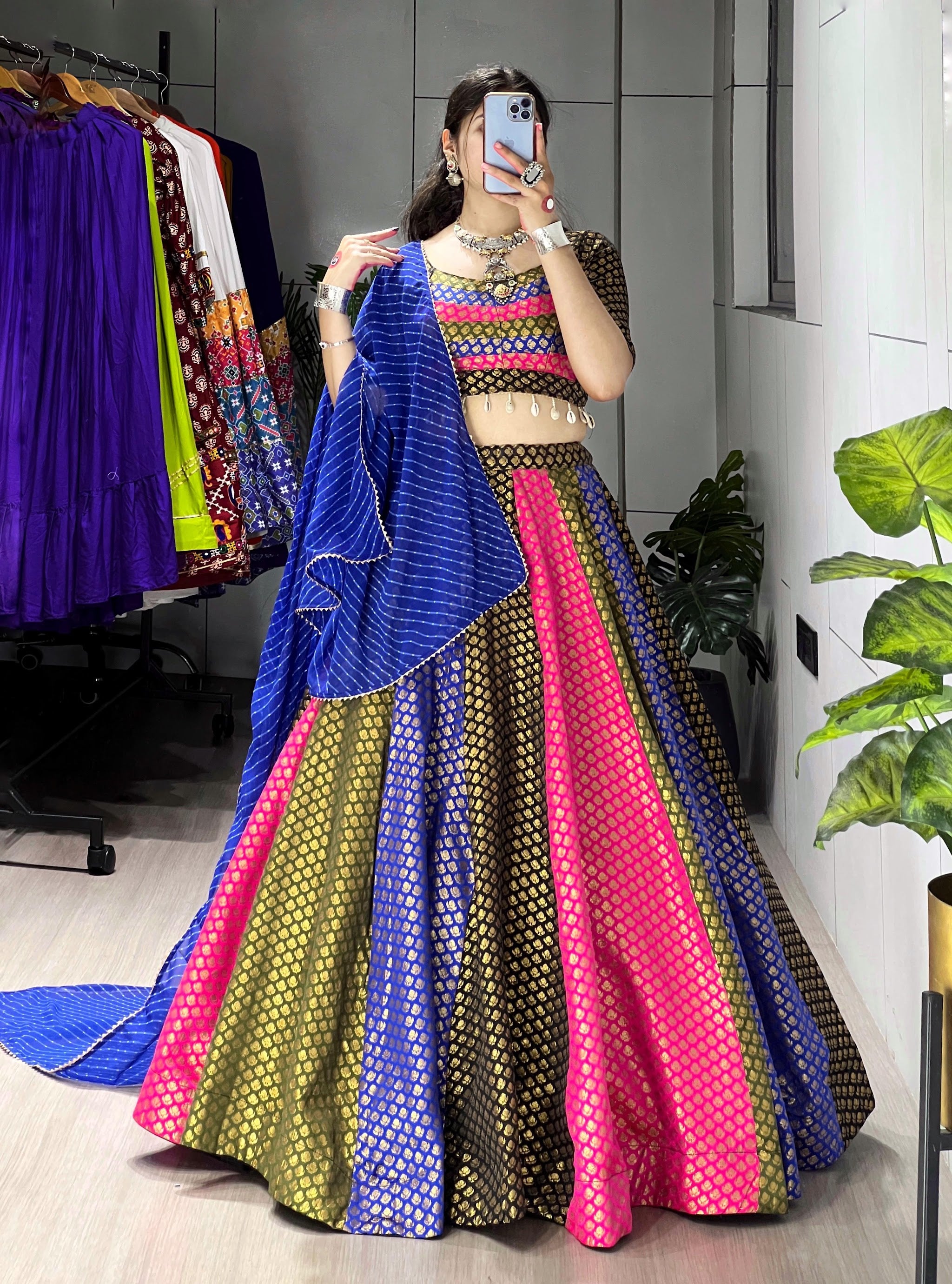 Navratri Kali Jacquard Lehenga Set