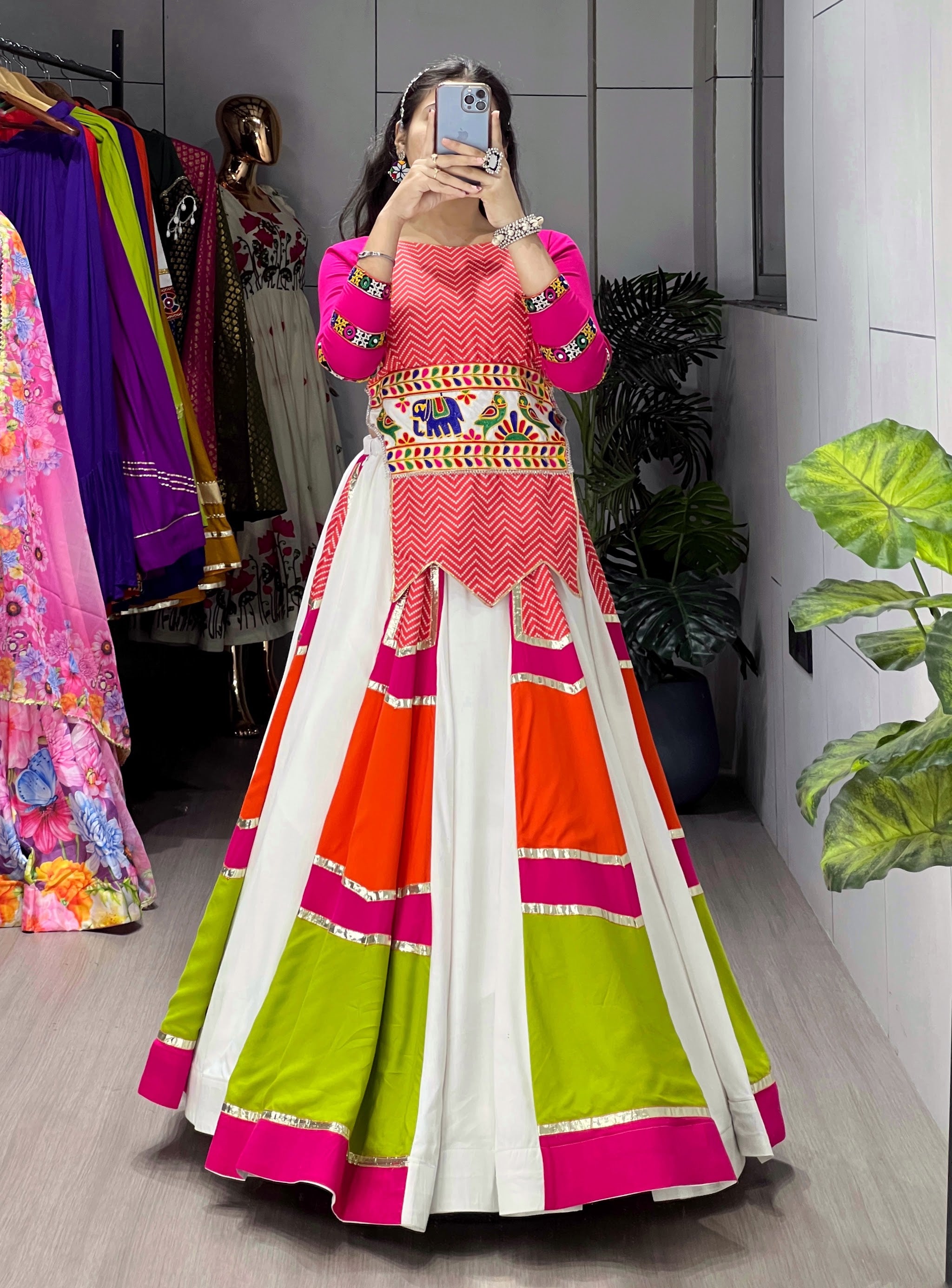 Navratri Pink Panghat Lehenga Set