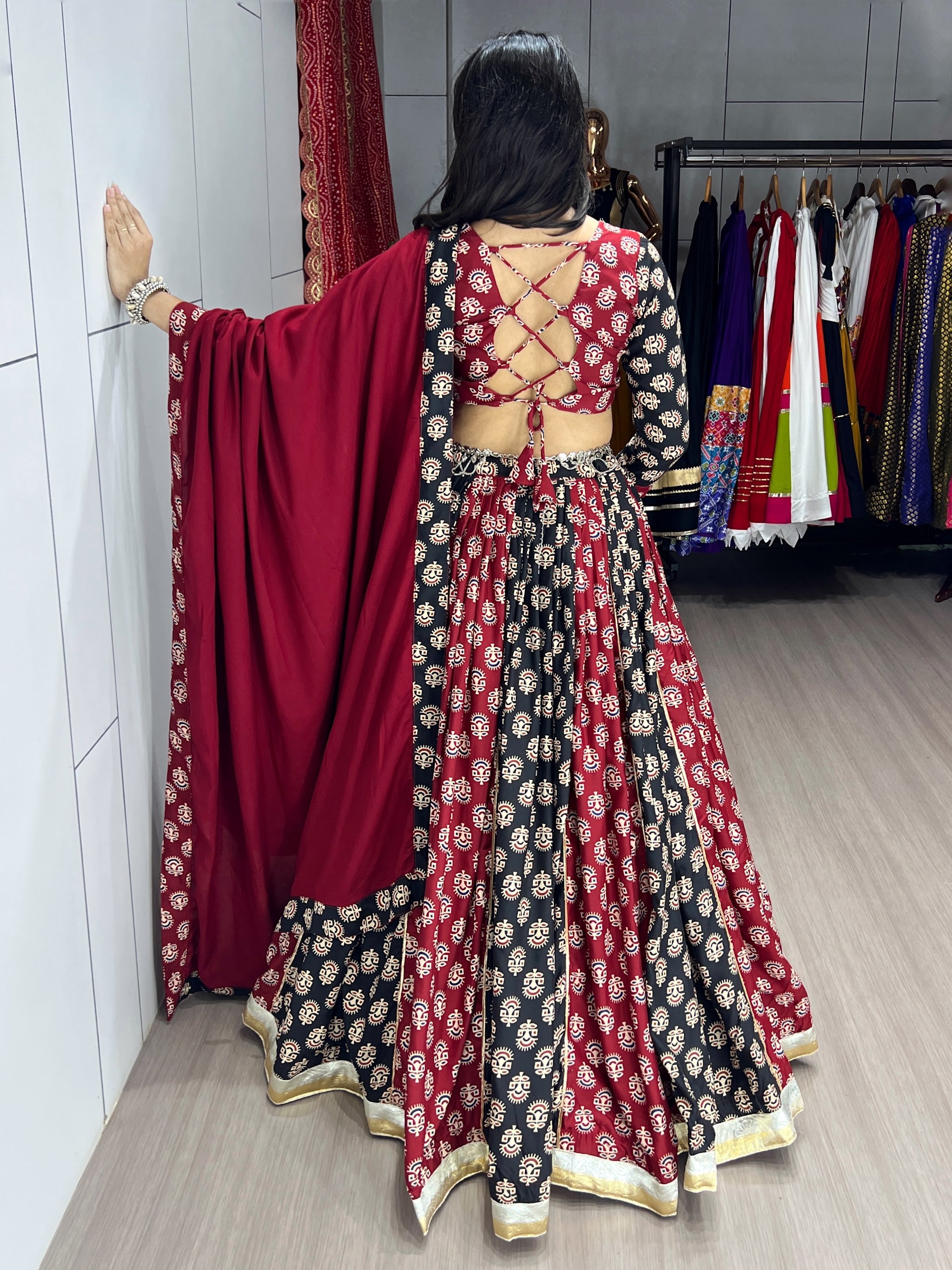 Navratri Black Satira Lehenga Set