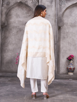 Hanch Roman Silk Embroidered Straight Kurti Set – White