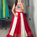 Navratri Red White Laal Leher Lehenga Set