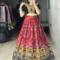 Navratri Black Floral Lehenga Set