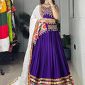Navratri Purple White Shyama Lehenga Set