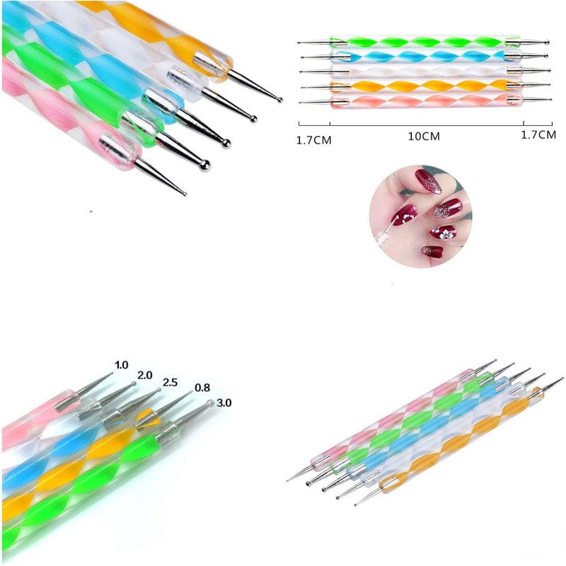5Pc Acrylic 2 Sided Embossing Tool & Nail Art Tool