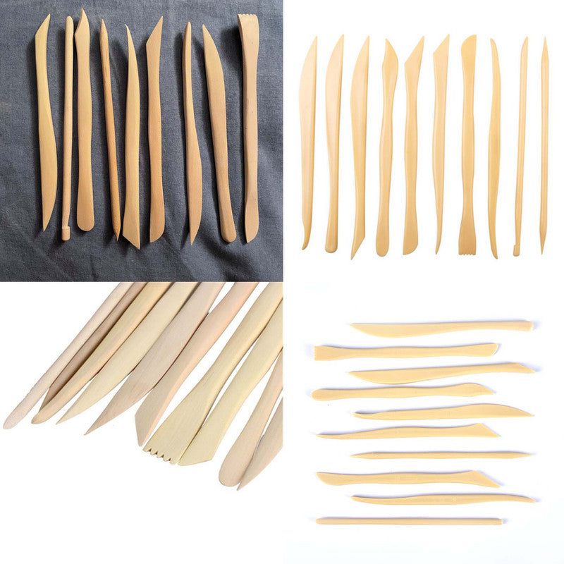 10Pc Wooden Clay Modelling Tool