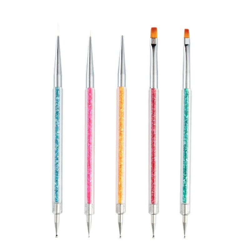 5Pcs Nail Art Brushes, I Side Dotting And 1 Side Liner Brush.