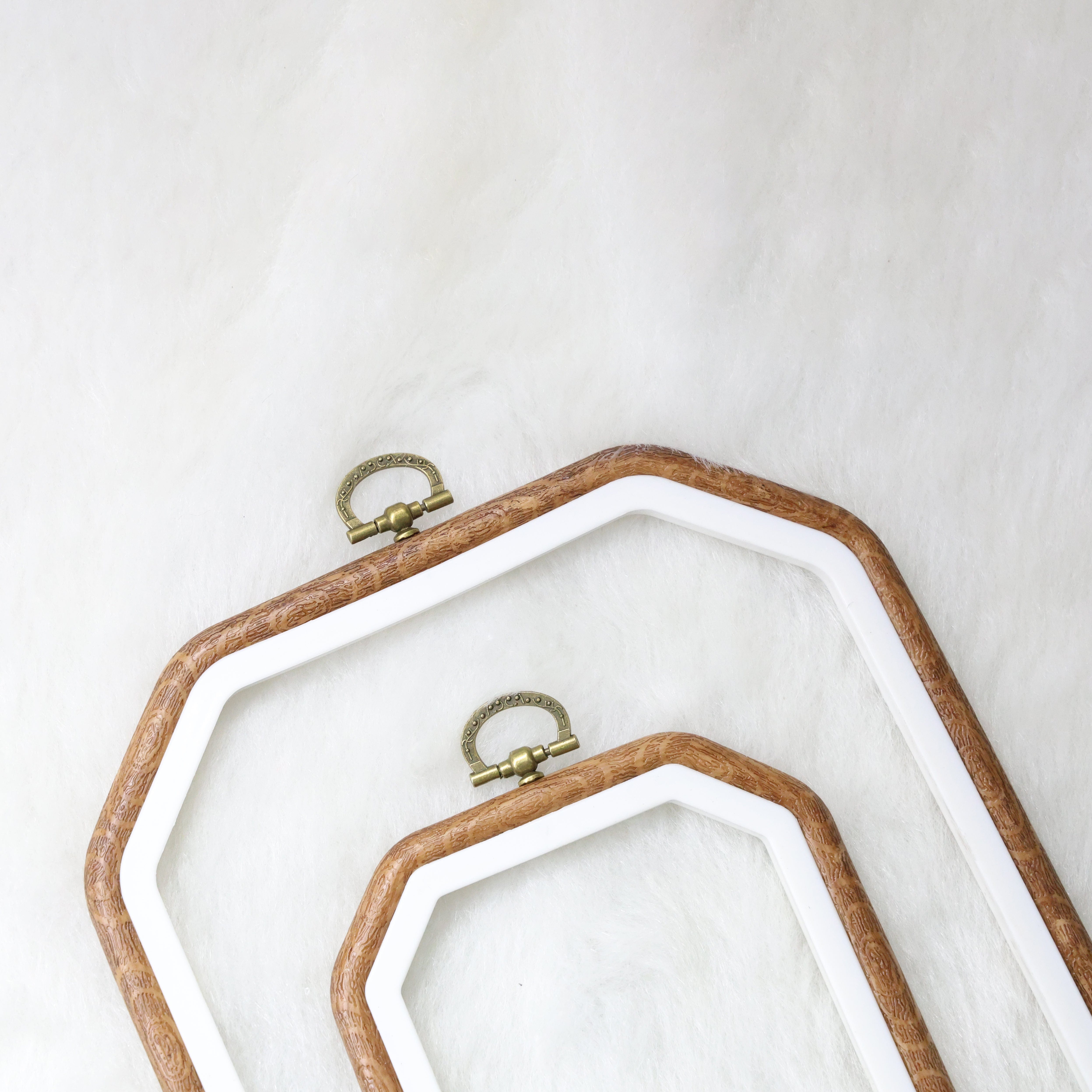 2 Pcs Rectangle Octagon Embroidery Ring