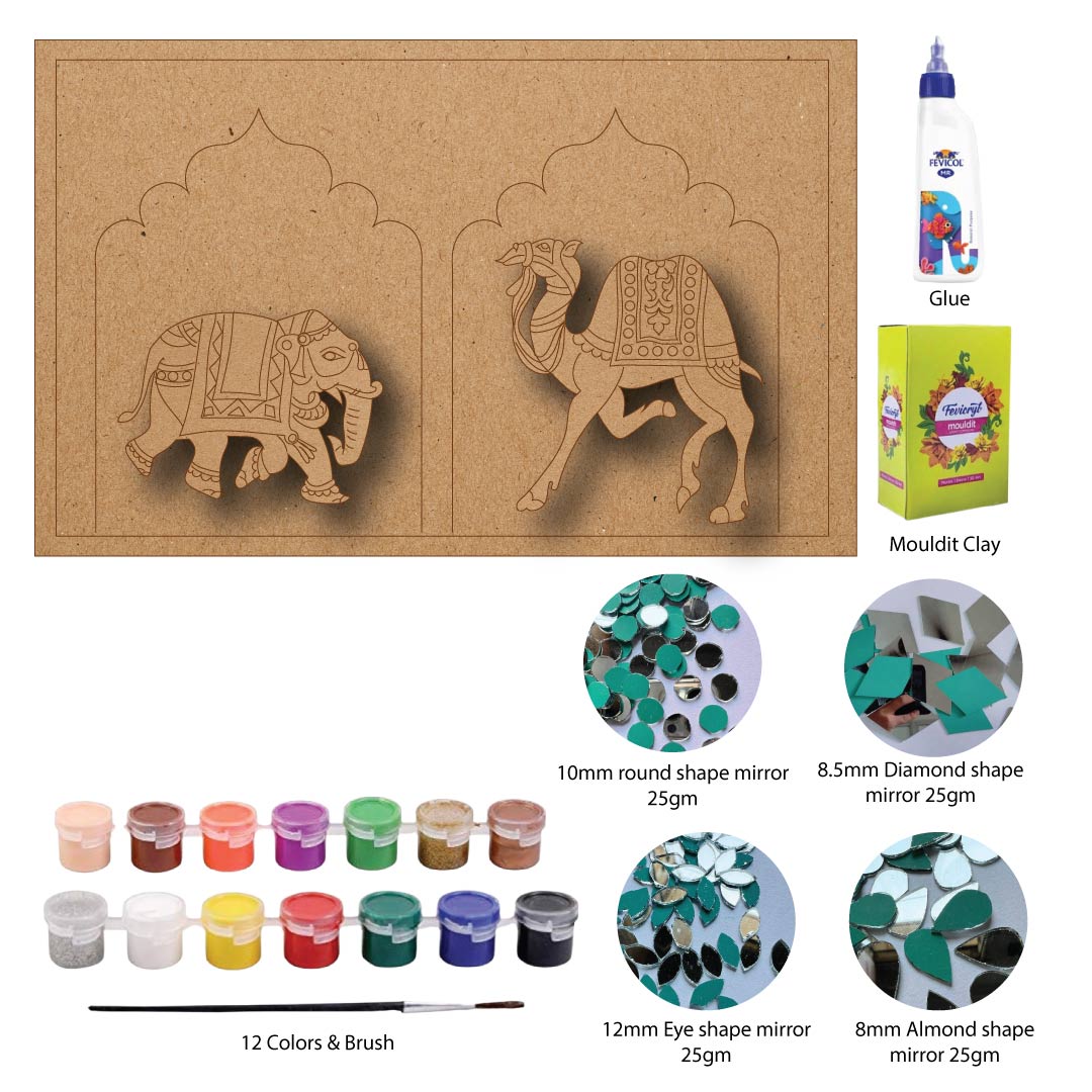 DIY Elephant & Camel Lippan Art Kit