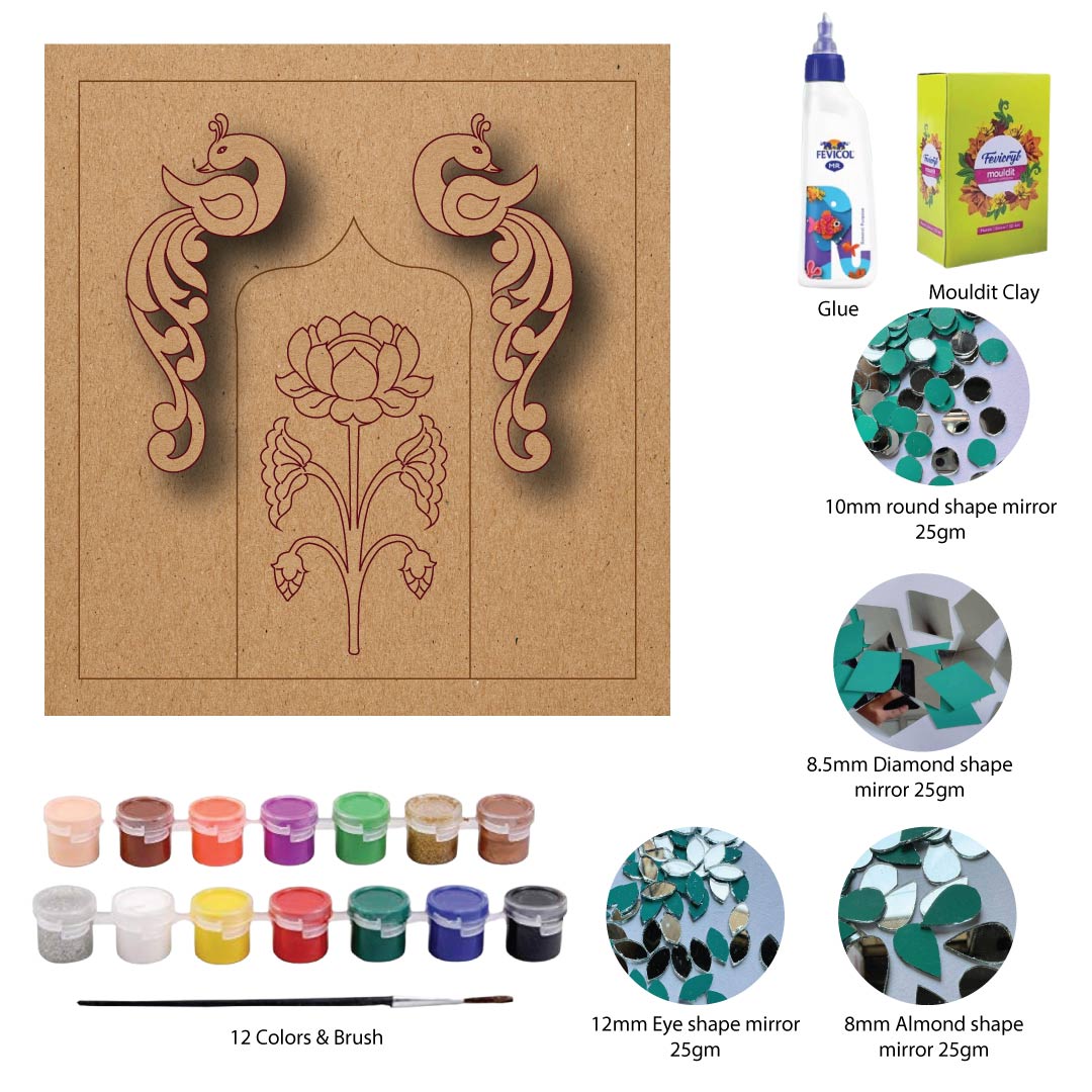 DIY Peacock Floral Pair Lippan Art Kit