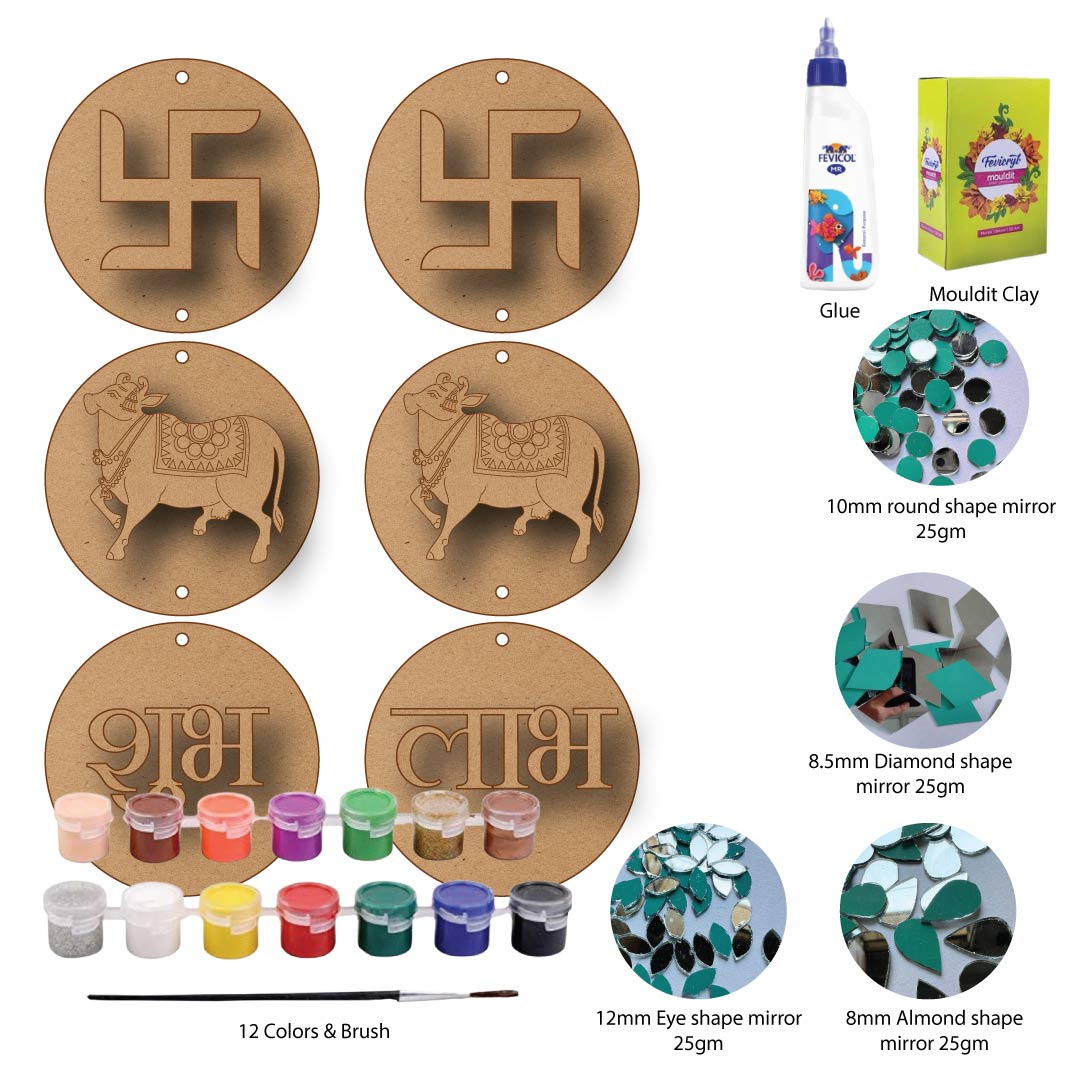 DIY Cow Swastik Subh Labh Lippan Art Kit