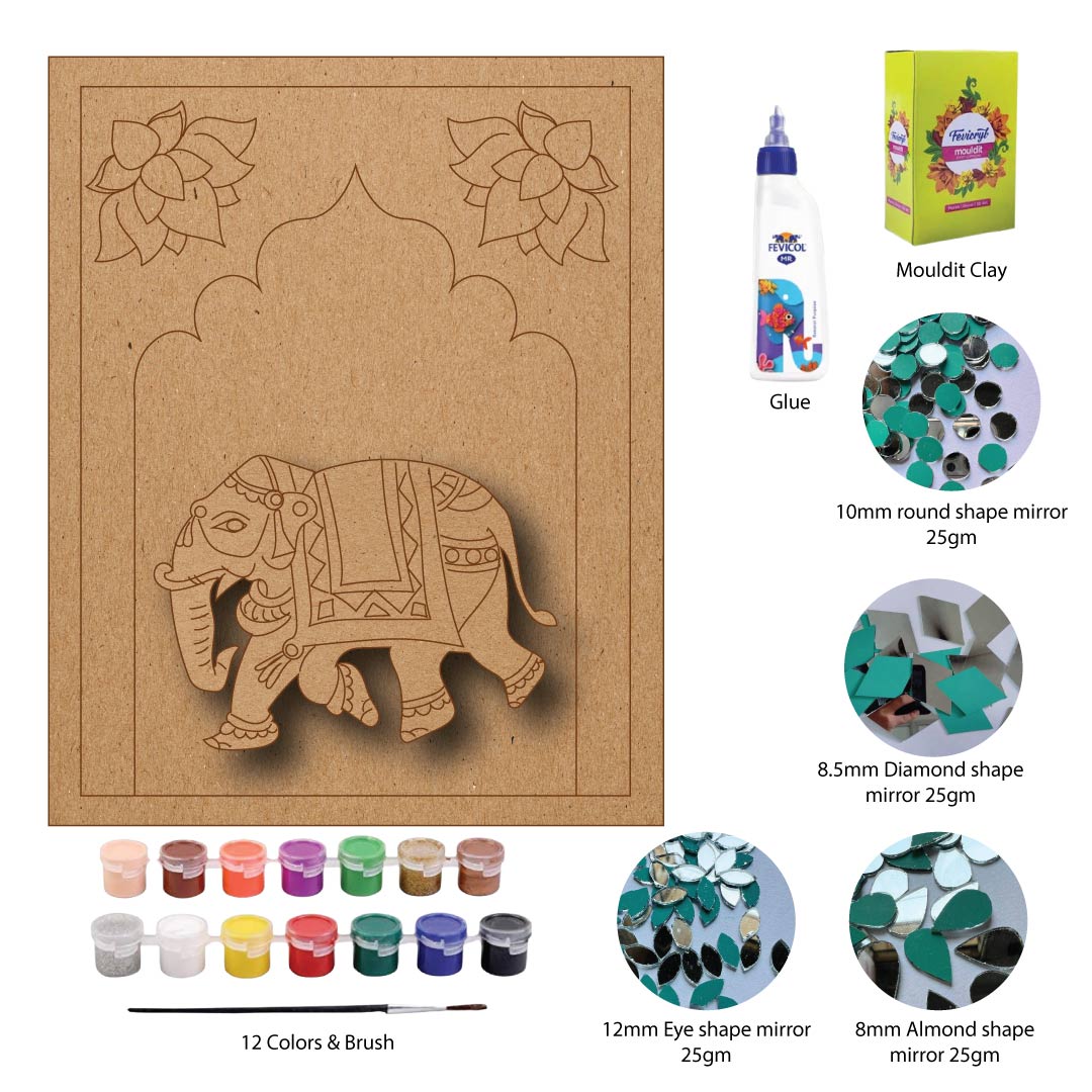 DIY Elephant Jarokha Lippan Art Kit