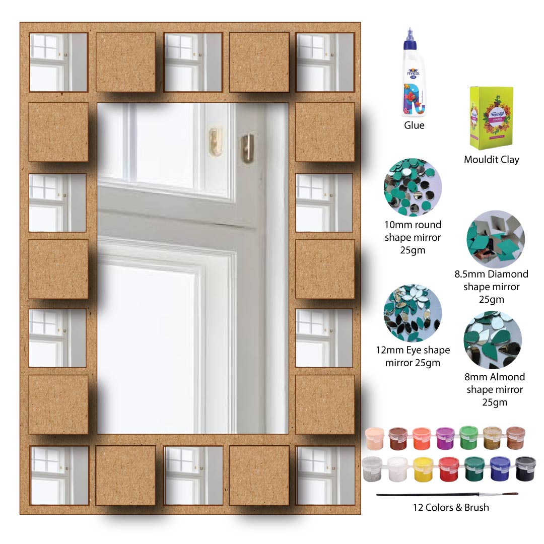 DIY Square Mirror Block Lippan Art Kit