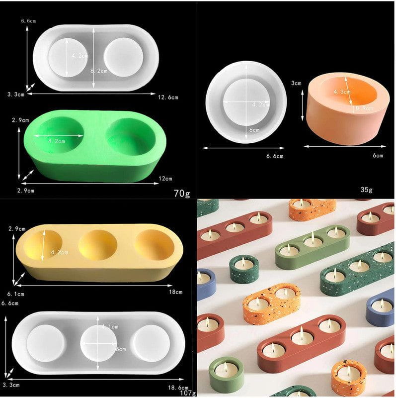1/2/3 Round Tea Light Holder Mould