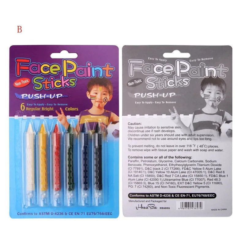 6 Pcs Classic Face Paint Sticks