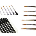 6 Pc Liner Brush Black Handle Set