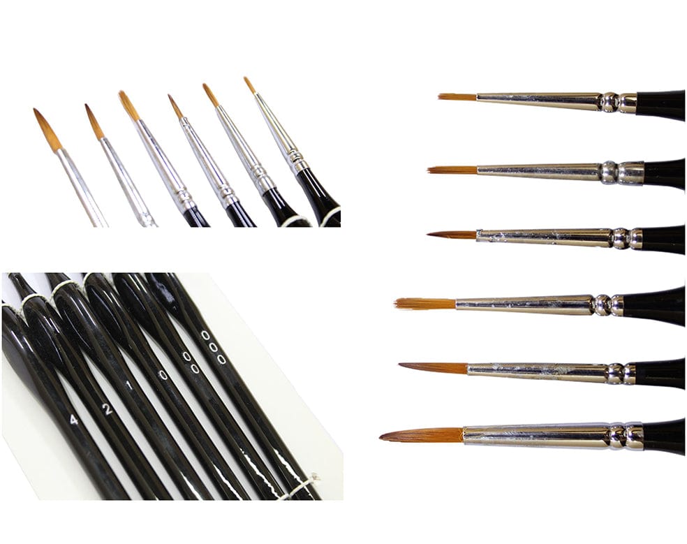 6 Pc Liner Brush Black Handle Set
