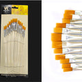 12 Pc Flat Brush Clear Handle Set