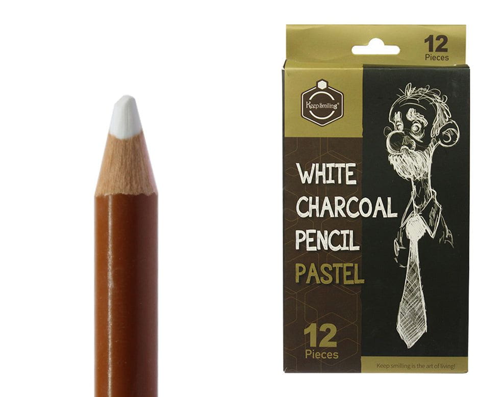 12 Pc White Charcoal Pencil Set