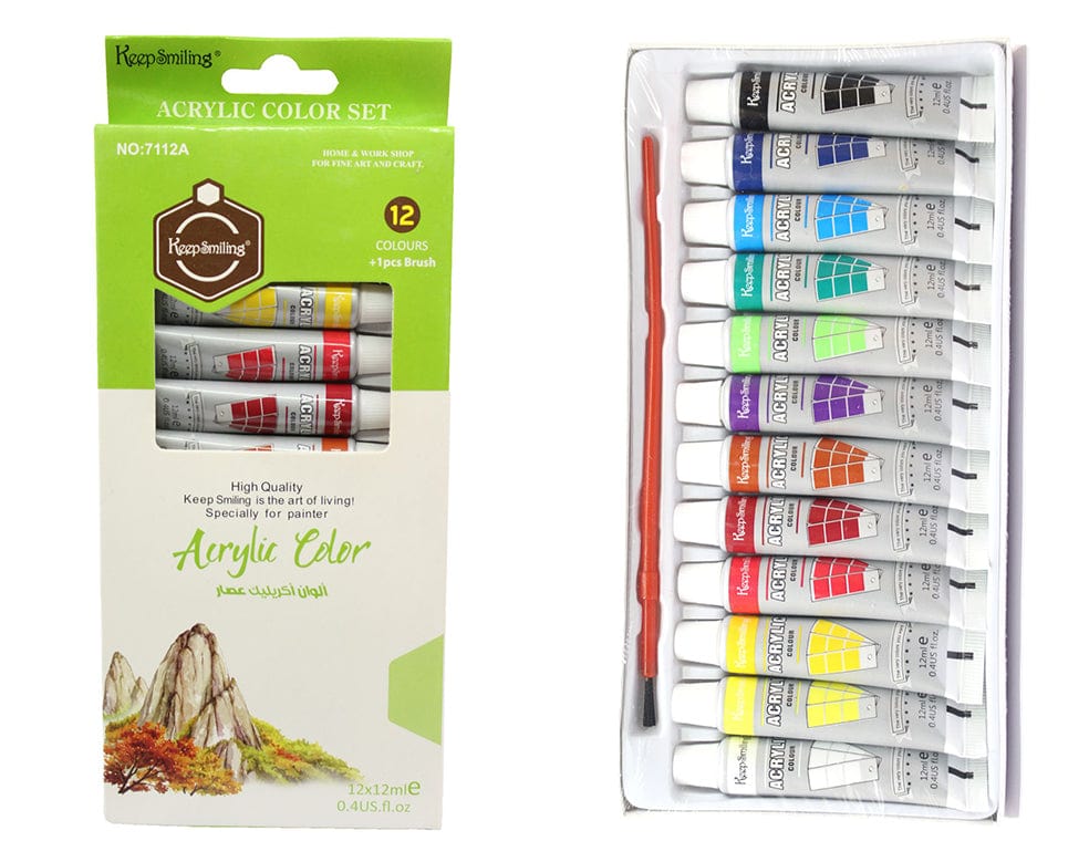 12 Pc Acrylic Colour 12 Ml Set