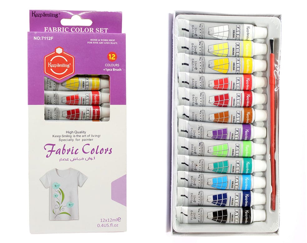 12 Pc Fabric Colours 12 Ml Set