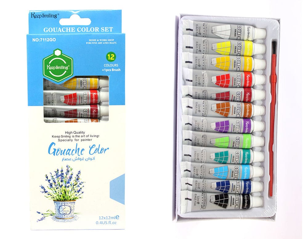 12 Pc Gouache Colours 12 Ml Set