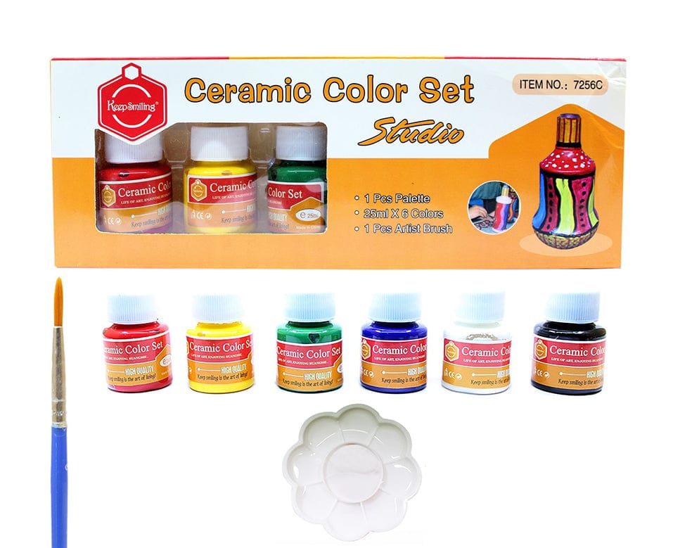 6 In 1 Ceramic Colour Set, 1Pc Palette & 1 Brush(6 X 25Ml)