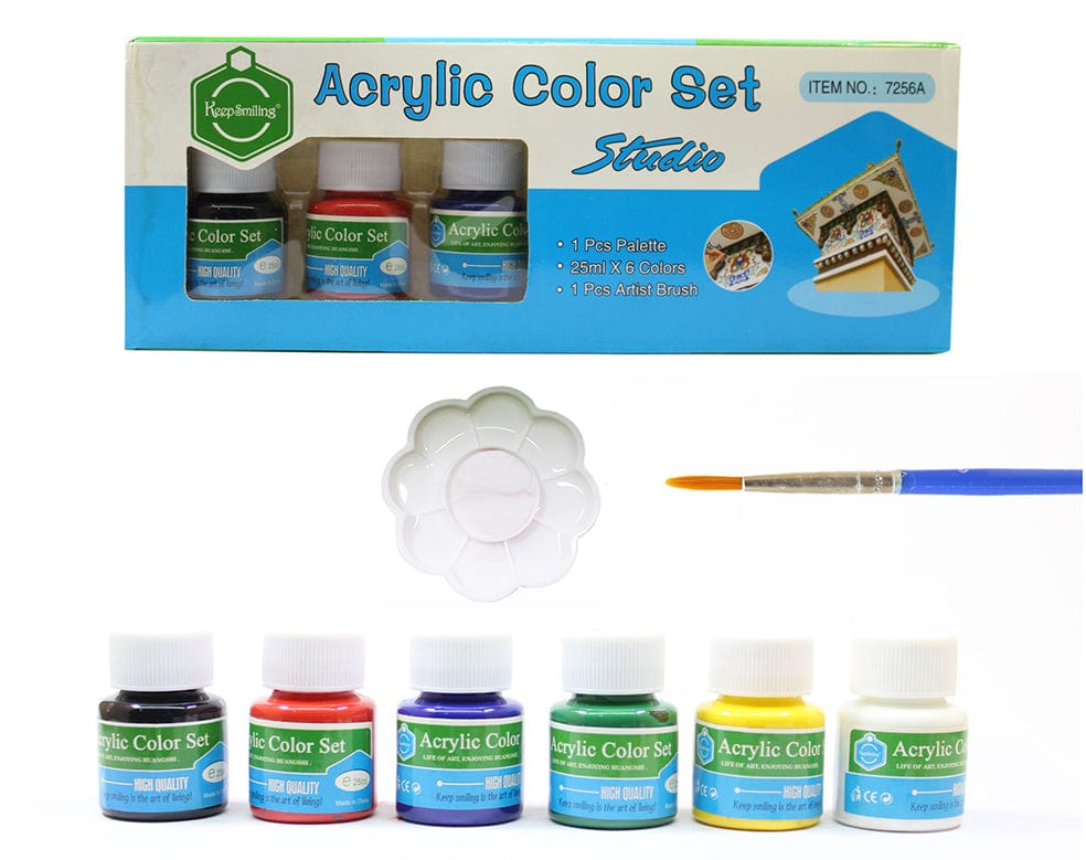 6 In 1 Acrylic Colour Set, 1Pc Palette & 1 Brush(6 X 25Ml)
