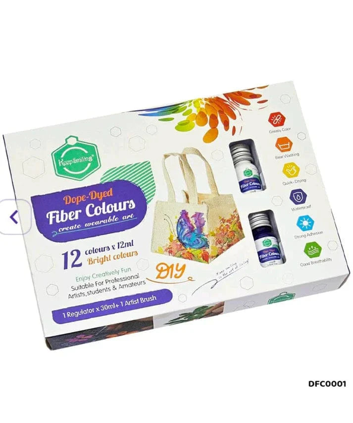 Dope-Dyed Fiber Colours DIY Kit – 12 Bright Colours for Creative Art