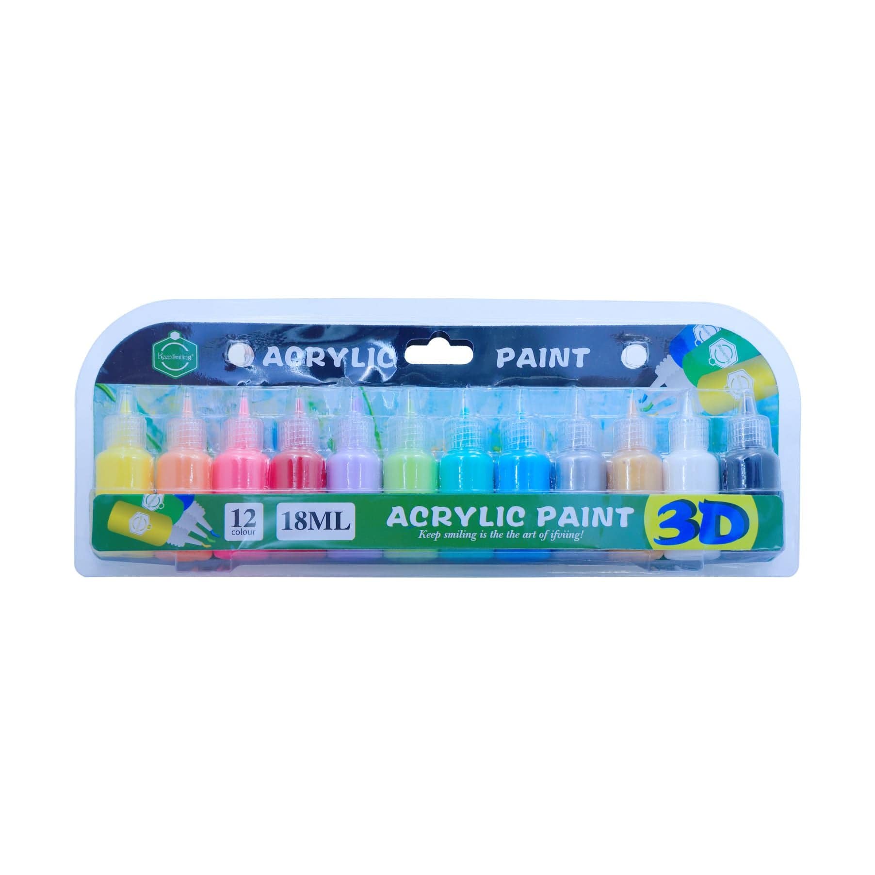 3D Acrylic Paint (12Pcs X 18Ml)