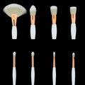8 in 1 Makeup Art brush set with white handle