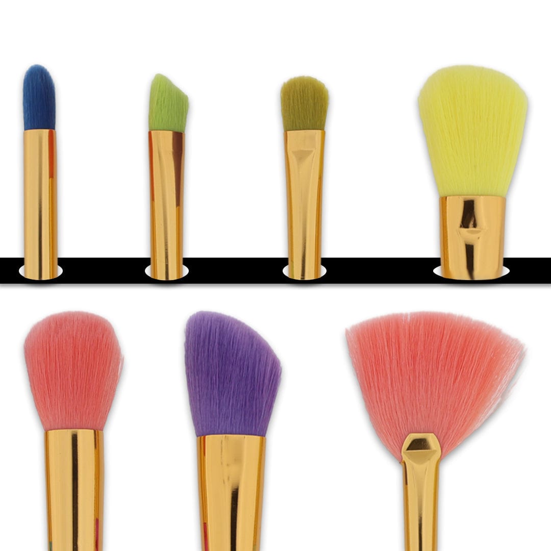 7in 1 Makeup Art Brush set With Rainbow col handle