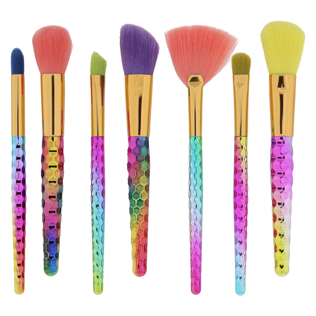 7in 1 Makeup Art Brush set With Rainbow col handle