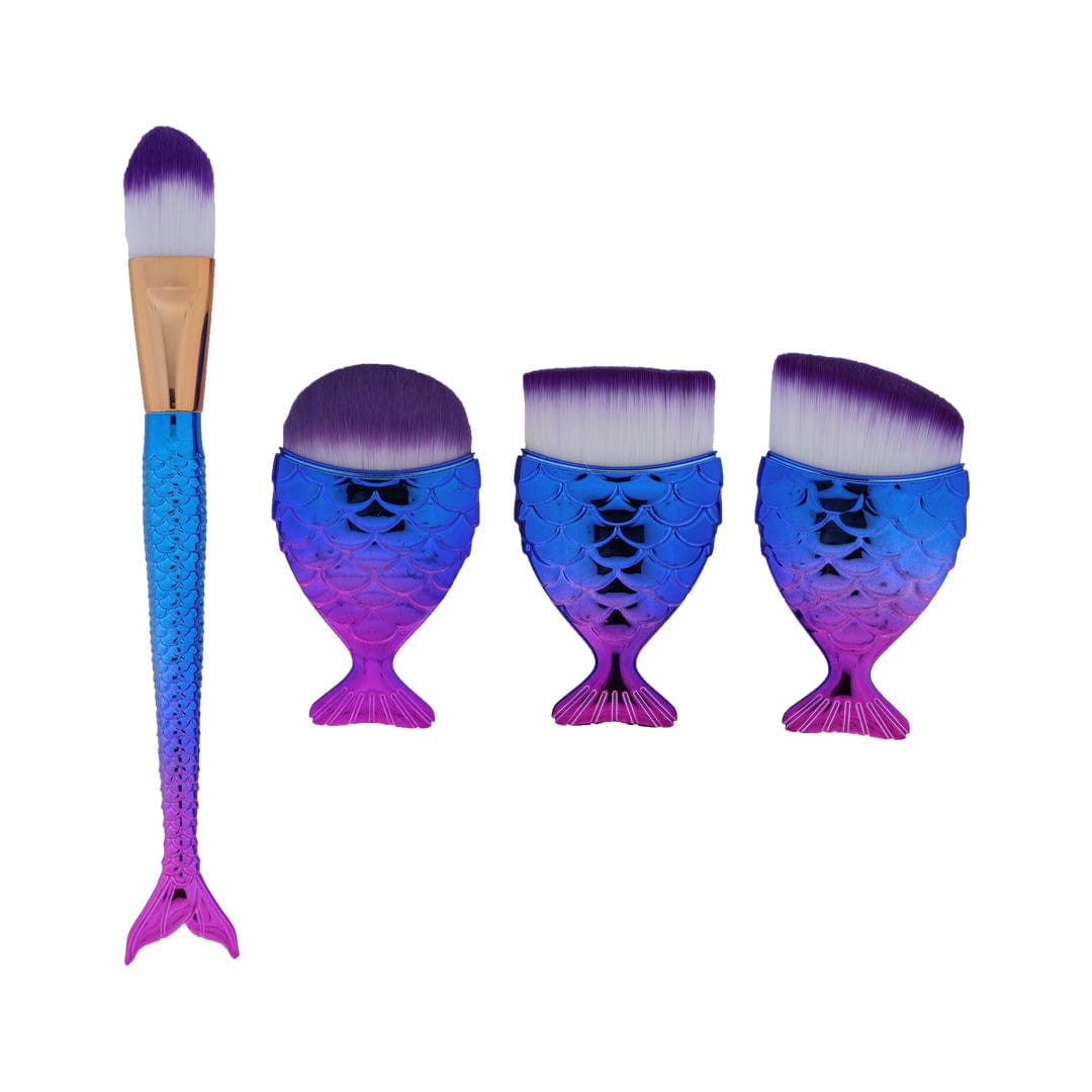 4 in 1 Makeup art brush set with marmaid theme handle