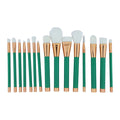 15 in 1 Makeup Art brush set with Green handle
