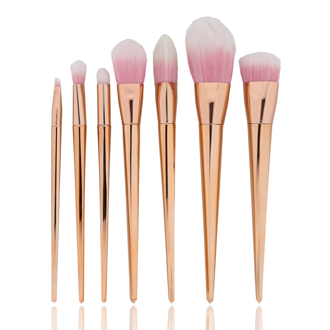7in 1 Makeup Art Brush set With metallic handle