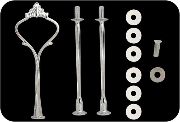 3 Tier Cake Stand Silver Crown Metal Fittings